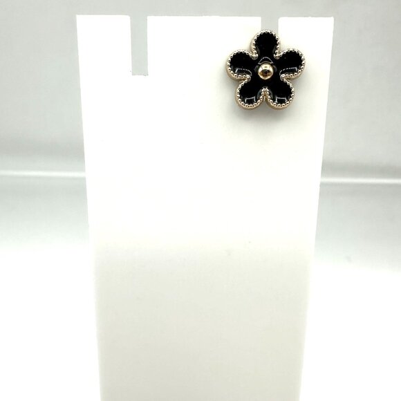Black Gold Tone Flower Stud Lapel Pin Back Brooch Hat Costume Jewelry - Picture 2 of 8